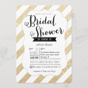 Convite O brilho Dourado listra o chá de panela