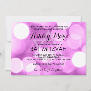 Convite O brilho roxo moderno ilumina o bastão Mitzvah