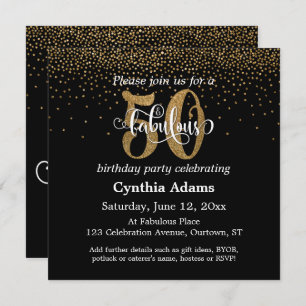 Convite O brilho & Script 50 & fabuloso no preto,