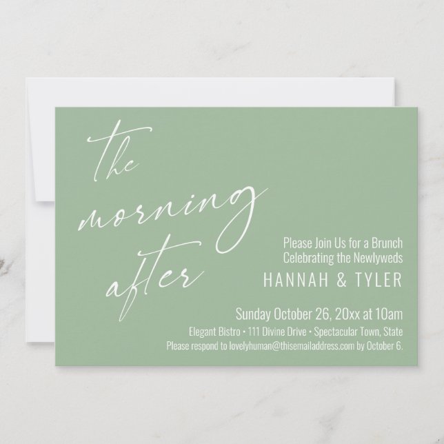 Convite O Brunch da Manhã Após o Casamento Sage Verde (Frente)