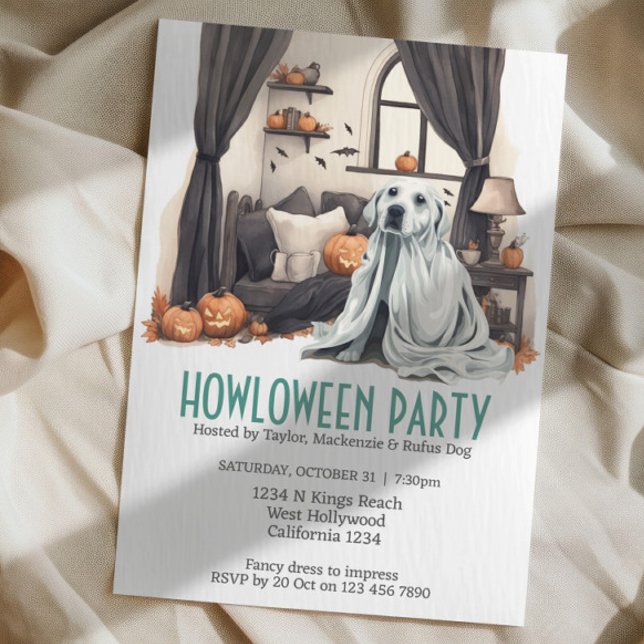 Convite O Cachorro das Bruxas, Festa Que Pensava Uivado (Halloween Dog Themed Party Howloween Fun Invitations from Ricaso. Cute dog fancy dress party)
