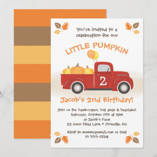 Convite O Caminhão Vermelho Pumpkins deixa cair Festa de 
