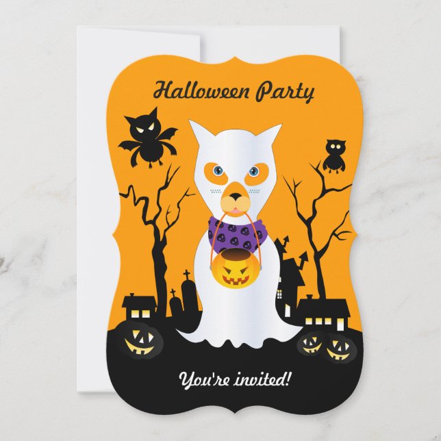 Convite O cão fantasma do Dia das Bruxas é enganado ou tra (Frente)