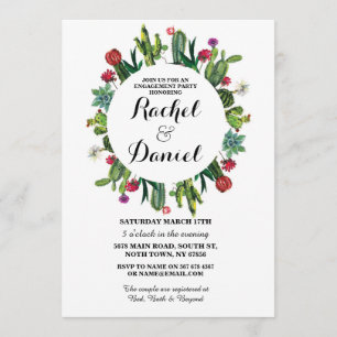 Convite O casal dos cactos da festa do cacto do noivado