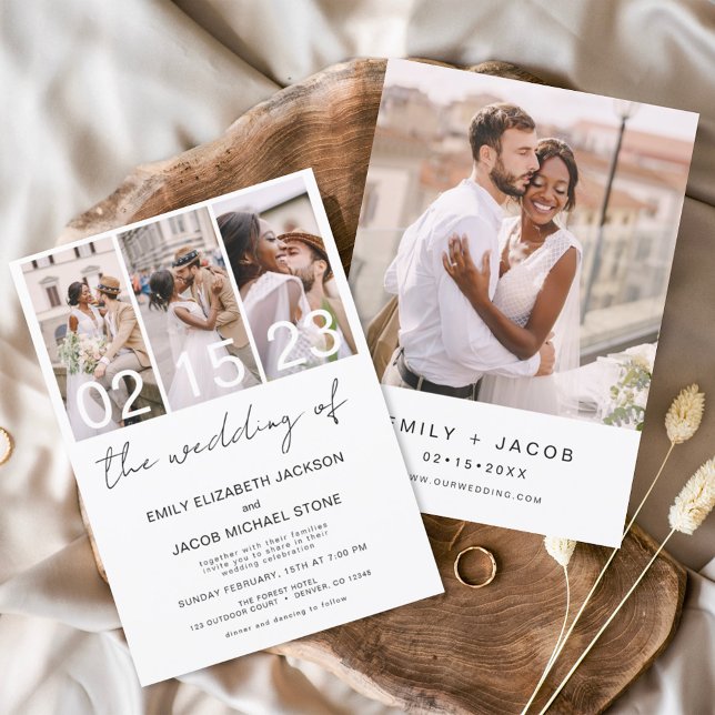 Convite O Casamento da Colagem de Fotos (Criador carregado)