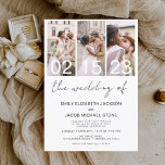 Convite O Casamento da Foto Simples Branco Minimalista<br><div class="desc">O Casamento do Moderno Elegante Quatro (4) Colagem de Fotos e Grande Convocação Minimalista de Casamento. Os cartões de convite para o casamento contêm uma tipografia moderna que é elegante,  simples e moderna para usar depois de você celebrar o dia de casamento simples e minimalista.</div>