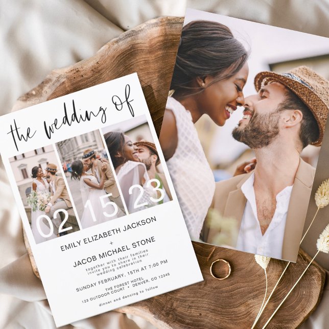 Convite O Casamento da Foto Simples Branco Minimalista (Criador carregado)