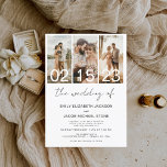 Convite O Casamento da Foto Simples Branco Minimalista<br><div class="desc">O Casamento do Moderno Elegante Quatro (4) Colagem de Fotos e Grande Convocação Minimalista de Casamento. Os cartões de convite para o casamento contêm uma tipografia moderna que é elegante,  simples e moderna para usar depois de você celebrar o dia de casamento simples e minimalista.</div>