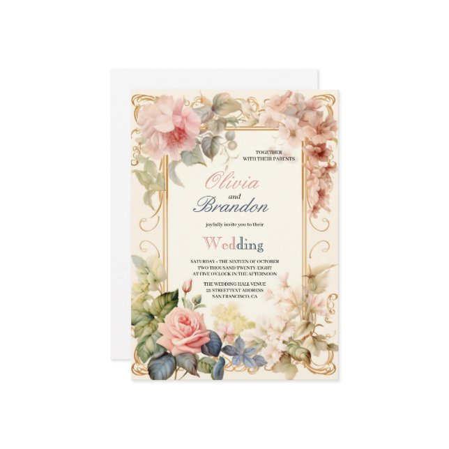 CONVITE O CASAMENTO DAS FLORES MAIS MODERNAS E ELEGANTES (Frente/Verso In Situ)