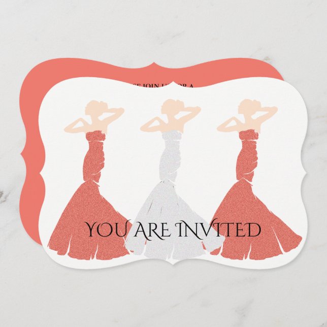 Convite O Casamento De Apricot É Minha Festa De Bridal De  (Frente/Verso)