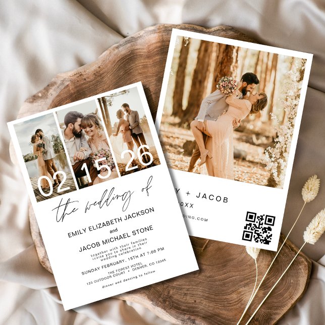 Convite O Casamento de Código QR da Foto: Elegante Minimal (Criador carregado)