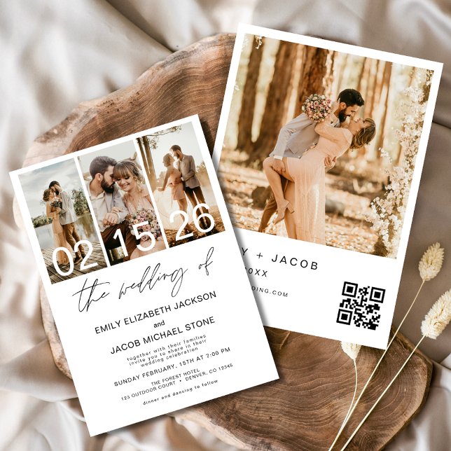 Convite O Casamento de Código QR da Foto: Elegante Minimal (Criador carregado)