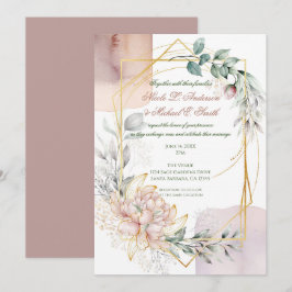 Convite O Casamento de Folhagens Florais Quadro Aureato