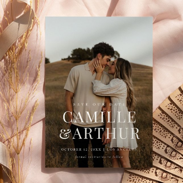 Convite O casamento de Na moda do Elegante de Foto Moderno (Criador carregado)