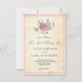 Convite O Casamento de Rosa desbotado
