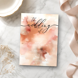 Convite O Casamento De RoseGold Watercolor