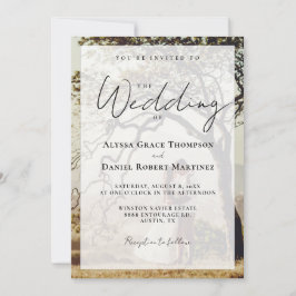 Convite O Casamento de Sobreposição de Foto Simples Preto