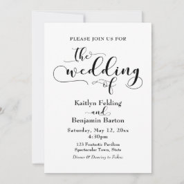 Convite "O Casamento De" Tipografia Negra, Simples, Elegan