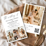 Convite O Casamento do Código de QR Minimalista Simples<br><div class="desc">O Casamento do Moderno Elegante Quatro (4) Colagem de Fotos e Grande Data QR Código Minimalista de Casamento Convite. Os cartões de convite para o casamento contêm uma tipografia moderna que é elegante,  simples e moderna para usar depois de você celebrar o dia de casamento simples e minimalista.</div>