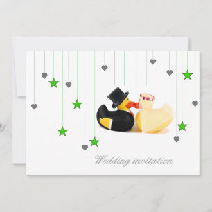 Convite O casamento ducks 4 estrelas & corações que