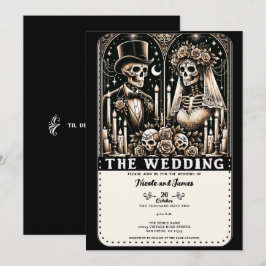 Convite O CASAMENTO Esqueletos de Tarô Noiva e Noivo