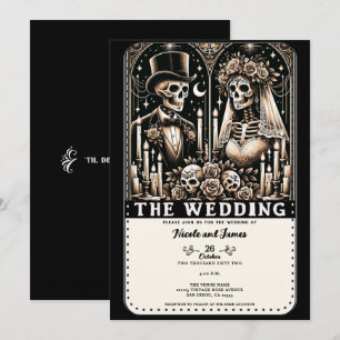 Convite O CASAMENTO Esqueletos de Tarô Noiva e Noivo