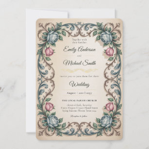 Convite O Casamento Floral Romance Tranquilo de Anne Ellio