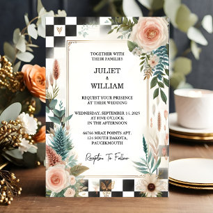 Convite O Casamento Ilustrado do Retro Boho Studio