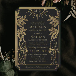 Convite O Casamento Místico Dourado Tarot Card