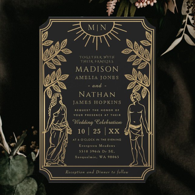 Convite O Casamento Místico Dourado Tarot Card (Criador carregado)