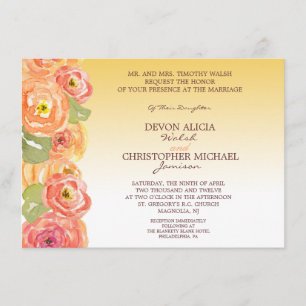 Convite O casamento outono floral abstrato de Ombre