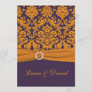 Convite O casamento tema damasco alaranjado roxo IMPRESSO