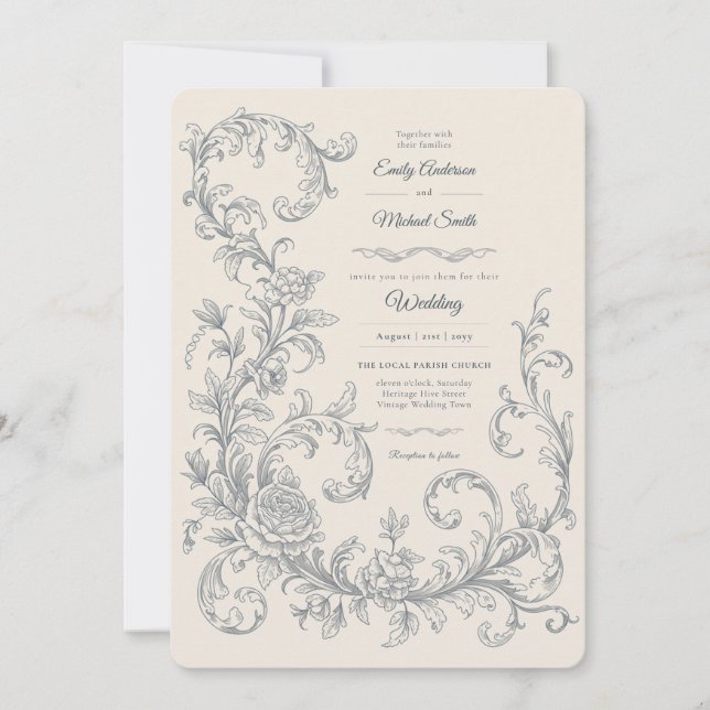 Convite O Casamento Tranquilo Anne Elliot Vintage (Frente)