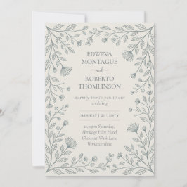 Convite O Casamento Vintage de Romance Silencioso Anne Ell