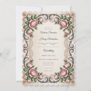 Convite O Casamento Vintage Romance Tranquilo de Anne Elli