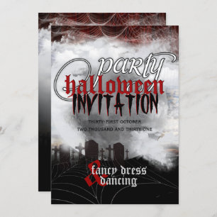 Convite O Cemitério de Lua Cheia Sonha Festa de Halloween 