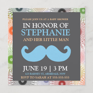 Convite O chá azul do bebé do bigode convida