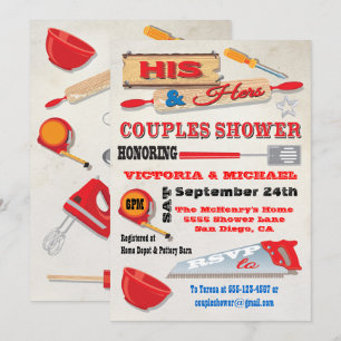 Convite O Chá de ferramentas dele e seus Casais da cozinha