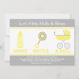 Convite O chá de fraldas convida o amarelo - agitação,