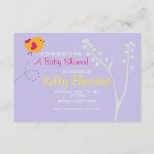 Convite O chá de fraldas convida o pássaro  lv do amor d