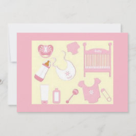 CONVITE O CHÁ DE FRALDAS COR-DE-ROSA DO MATERIAL DO BEBÊ