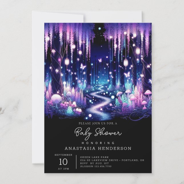 Convite O Chá de fraldas da Floresta Encantada Adorável (Frente)