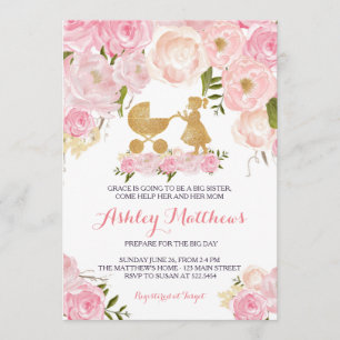 Convite o chá de fraldas da irmã mais velha convida