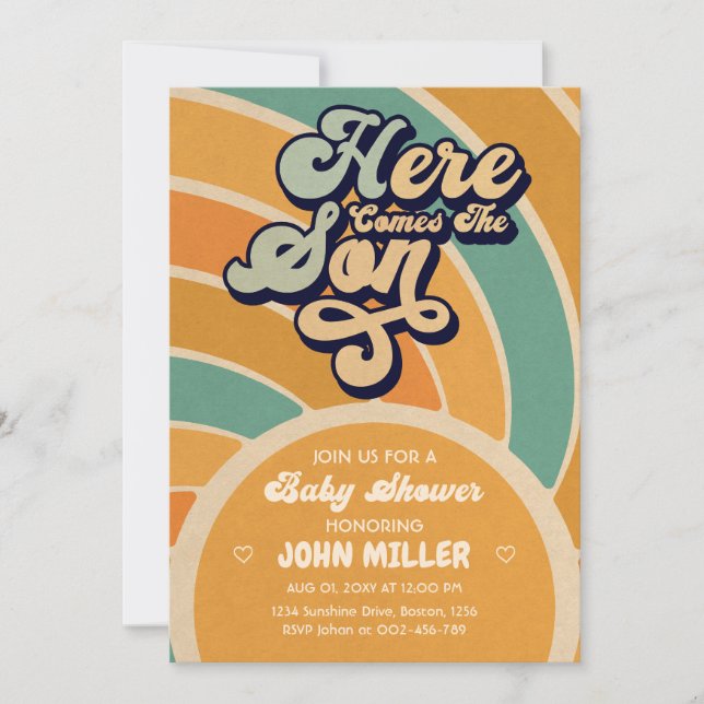 Convite O Chá de fraldas Da Luz Do Sol Vem Aqui (Frente)