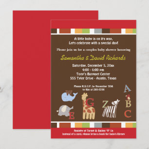 Convite O chá de fraldas da selva da sopa do alfabeto