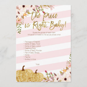 Convite O Chá de fraldas De Abóbora Dourado Rosa Imagina O