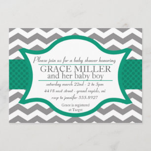 Convite O chá de fraldas de Chevron convida. Cinzas e jad