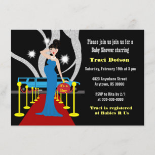 Convite O chá de fraldas de Hollywood convida o menino