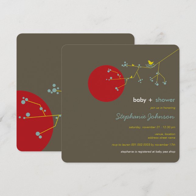 Convite O chá de fraldas do menino da árvore genealógica (Frente/Verso)