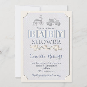 Convite o chá de fraldas dos blocos do brinquedo convida,